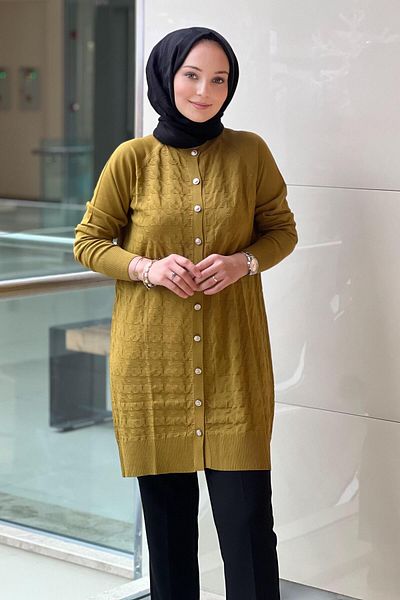 Nuss Goose Feet Pattern Mercerized Cardigan