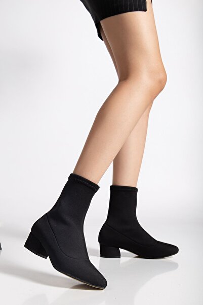 Hayalimdeki Ayakkabı Ferran Kadın Siyah Streç Kalın Topuklu Bot