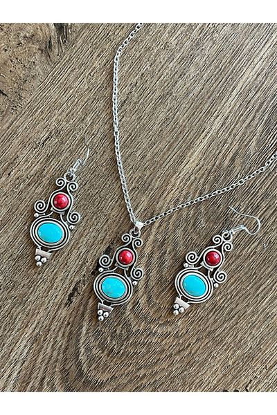 Büyük Hanım Ethnic Style Motif Retro Necklace Earring Set