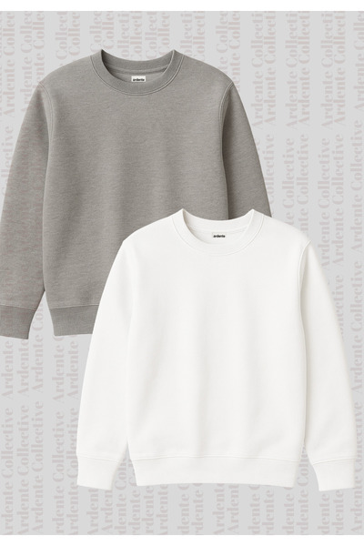 Arz giyim Ardente Collective Hanorac Unisex Oversize Alb-Gri cu două straturi