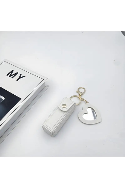 Viranes Mini Lipstick Bag with Mirror, Lipstick Case, Mini Makeup Bag, Mini Lipstick Case with Heart Figure