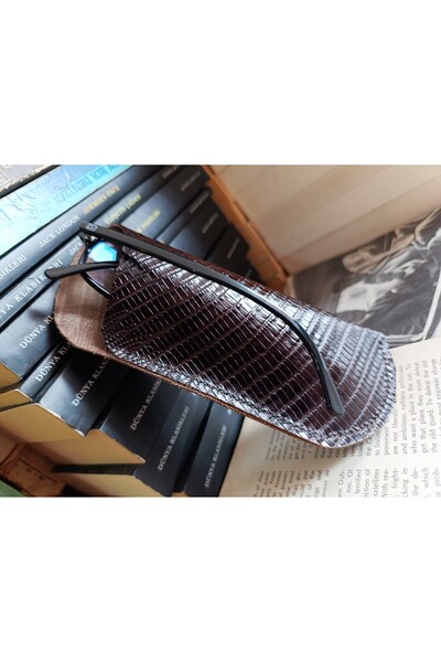 Mahfuz Genuine Leather Fully Handmade 17.5 X 7 cm Glasses Case - Container