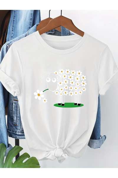 İSMTEXS تي شيرت مطبوع برقبة دائرية وأكمام قصيرة للجنسين، مريح للاستخدام، تصمي...