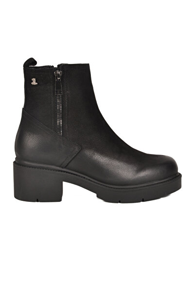 Venüs Μαύρες γυναικείες μπότες από γνήσιο δέρμα Nubuck 2454601K Z