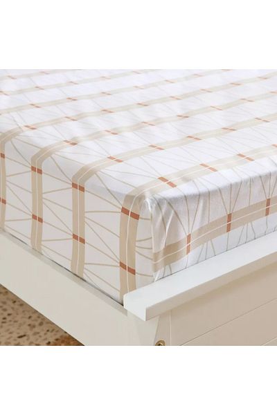 Home Box Malta Lattice Printed Cotton King Flat Sheet - 240x260 cm