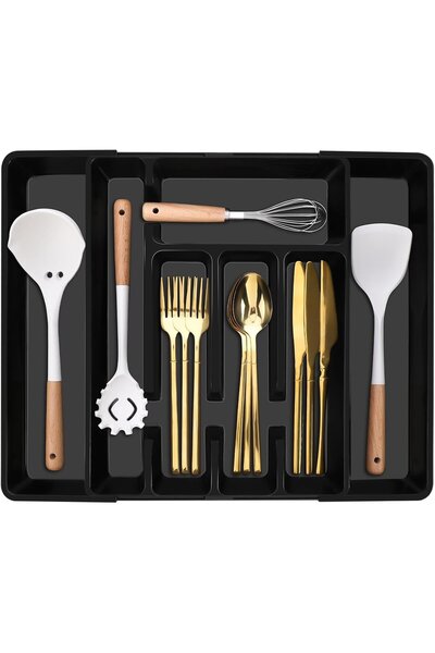 OEM Black cutlery drawer organizer 36.57x26.92x4.57 cm