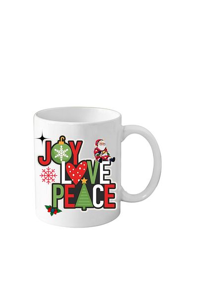 OEM White ceramic mug 330 ml Christmas festive decoration