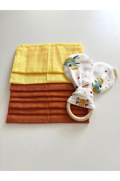 S.Y.M BABY مجموعة حفاضات الفم، والياقة، والعضاضة، وحزام اللهاية من قماش الموسلين للأطفال