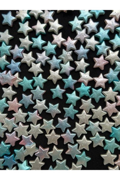 100 Pcs Star Beads Blue Pink White Tone Ebruli Acrylic Plastic Beads