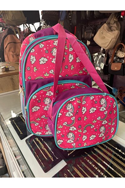 BLACK School Bag with 3 Compartment Lunch Bag