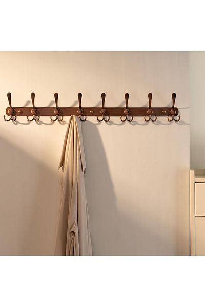 OEM Vintage metal coat rack with wood imitation 74 cm, 8 large hooks, 16 small ones