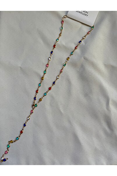 DUSHA JEWELRY Renkli taşlı gold y kolye