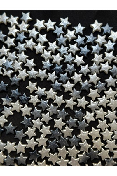 Bijumix Aksesuar 100 Adet Yıldız Boncuk Siyah Beyaz Gri Tonlu Ebruli Akrilik ...