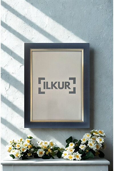 ilkur A4 Size (21X30 cm) 3.5 cm Silver Piping Textured Flat Glass Frame