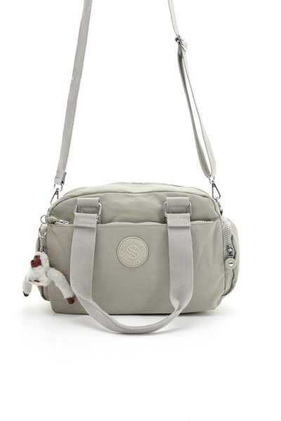 Çanta Trend Unisex Crinkle Fabric Light Gray Colored Shoulder and Crossbody Bag