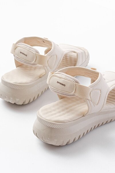 Budi T-221 Beige Spring Parachute Fabric Elastic Orthopedic Women's Sandals