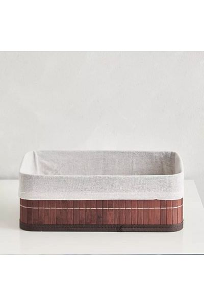 Home Box Knock Down Bamboo Collapsible Medium Storage Basket - 29x19x10 cm