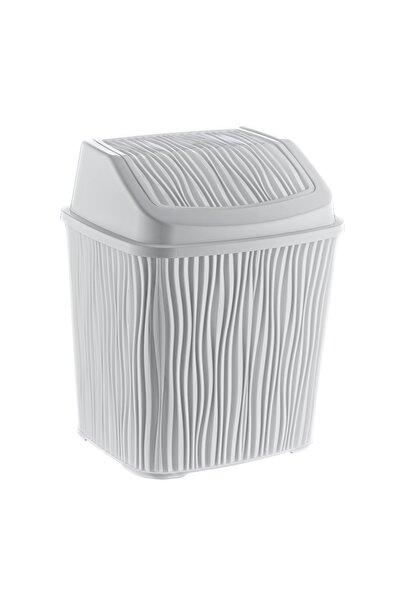 abnturk Ultra Lüks Kaliteli 6,2L Beyaz Renk Dalgalı Klik Kapaklı Çöp Kovası Ç...