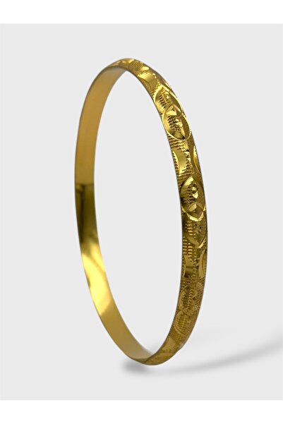 Arnes Jewelry Çelik 22 Ayar Altın Kaplama Desenli Kalın Ajda Bilezik - 1 Adet