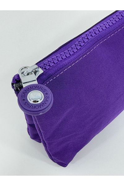 Çanta Trend Women's Crinkle Fabric Hand and Cross Strap Coin Compartment Pen Holder/Wallet Type Makeup Bag