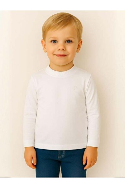 Zekids Παιδικό βαμβακερό Basic μισό γιακά μακρυμάνικο μπλουζάκι