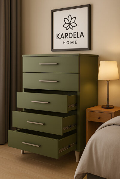 Kardelahome Kardela %100 Mdf Şifonyer 5 Çekmeceli Şifonyer