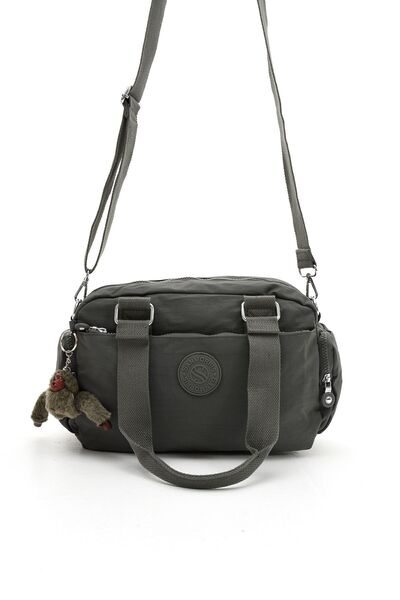 Çanta Trend Unisex Crinkle Fabric Dark Gray Colored Shoulder and Crossbody Bag