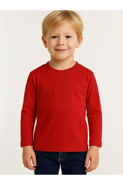 Zekids Children's Cotton Basic Half Stand Collar Long Sleeve T-Shirt