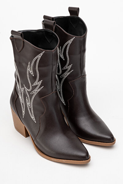 by selvi Lukka Shoes Carla Kadın Acı Kahve Cilt Nakışlı Dallas Western Kovboy Bot