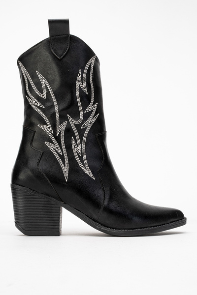 by selvi Lukka Shoes Carla női fekete bőr hímzett Dallas Western Cowboy csizma