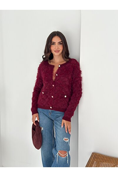 sportiness Soft Textured Diamond Patterned Pocket Detailed Buttoned Beard Fabric Knitwear Cardigan