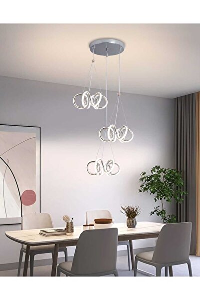 best power Modern LED Ceiling Chandelier 6891-3 - 3 Lighting Modes, 145W, Adjustable Length 75cm