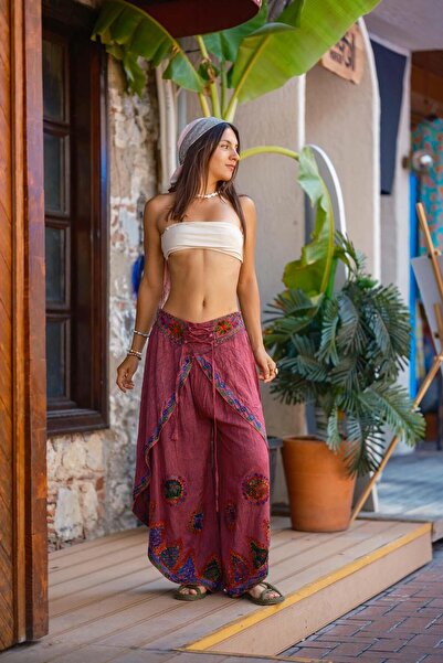 Miss Boheme Pink Color Ethnic Cap Embroidered Pants