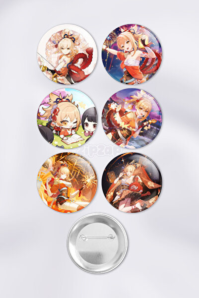 Yoimiya Genshin impact Bag Ornament Badge Pin Button Badge Set (6PCS)