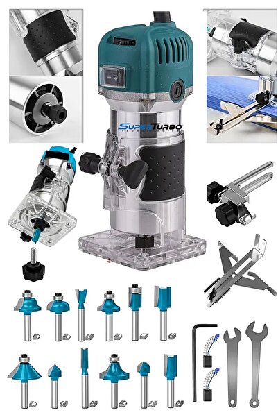 SUPERTURBO 4000 Watt 6 Kademe Devir Ayarlı Formika Traşlama Freze Makinesi Ah...