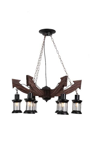 best power Rustic 6-Lamps Chandelier – 6617-6 | Vintage Design | 60cm Chain | E27 Base (Bulbs Not Included)