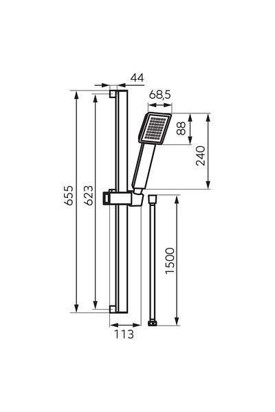 FERRO Hand shower set + hose + holder + bar, Sinus N170BL-B, 1 function, 1.5 m