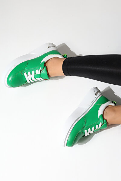 themoiss 100% kůže Silná podrážka Full Mold Zelená Pohodlná dámská sportovní obuv Tenisky