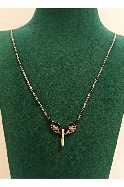 Monalisa Home قلادة فاخرة باللون الفضي مع شكل طائر اليعسوب