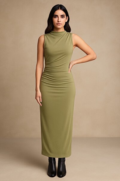 alieva Χακί μακρύ φόρεμα