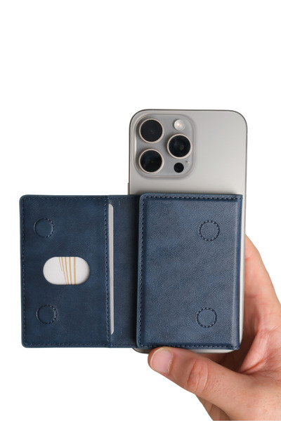 WATCHOFROYAL Storm Navy Blue Magnetic Adhesive 5 Compartment Magnetic Card Holder