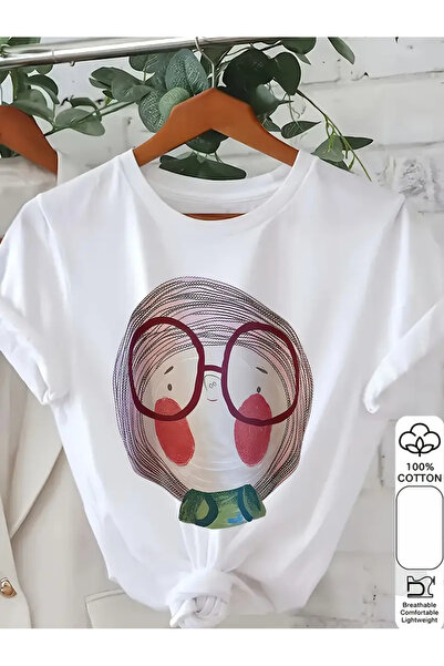 İSMTEXS تي شيرت مطبوع برقبة دائرية وأكمام قصيرة للجنسين، تصميم رسومي مريح