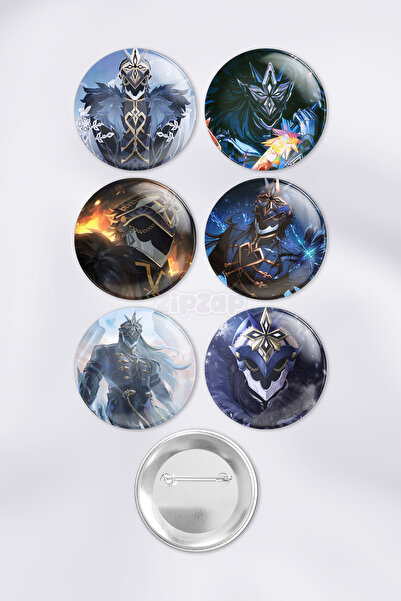 ZipZap Capitano Genshin impact Çanta Süsü Rozet İğneli Buton Rozet Seti (6 ADET)