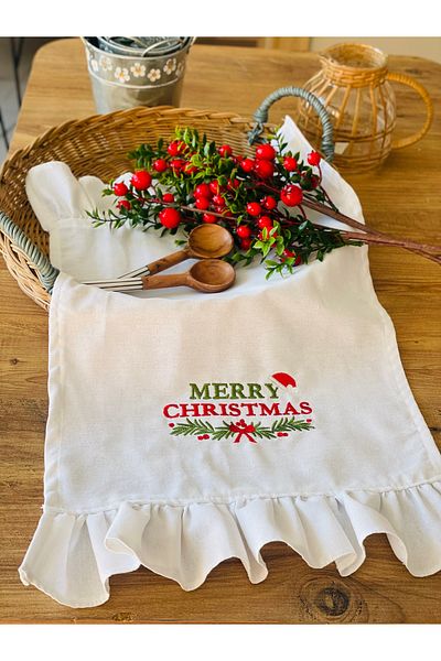 HOME OF BLOSSOM Embroidered Linen Kitchen Cover / Cloth / Oven Cover
