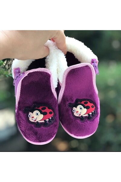 Pandalina Children's Panduf Zippered Nursery Home School Shoes Soft Non-Slip Sole Velcro Nursery Shoes