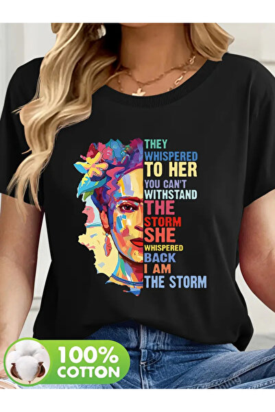 İSMTEXS تي شيرت مطبوع برقبة دائرية وأكمام قصيرة للجنسين للاستخدام اليومي للنساء بتصميم وجه ونص