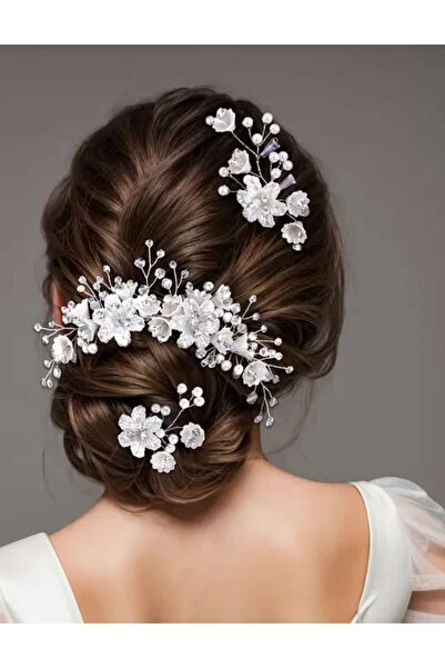 ÇEÇEN HOME Елегантна прикраса для волосся з квітковим візерунком для наречено...