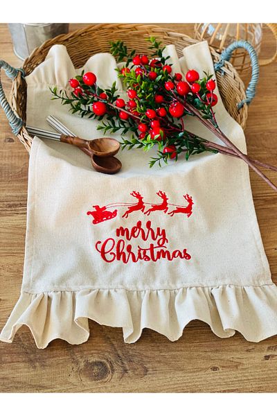 HOME OF BLOSSOM Embroidered Linen Kitchen Cover / Cloth / Oven Cover