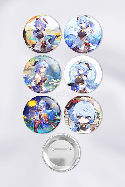 ZipZap Ganyu Genshin impact Çanta Süsü Rozet İğneli Buton Rozet Seti (6 ADET)