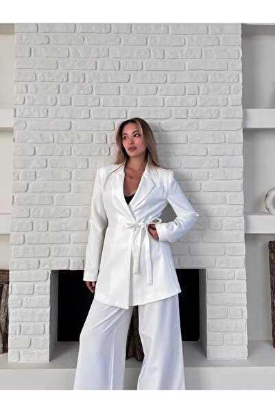 Bella Breeze بدلة نسائية مكونة من قطعتين مع حزام جانبي وسترة بليزر وبنطلون با...